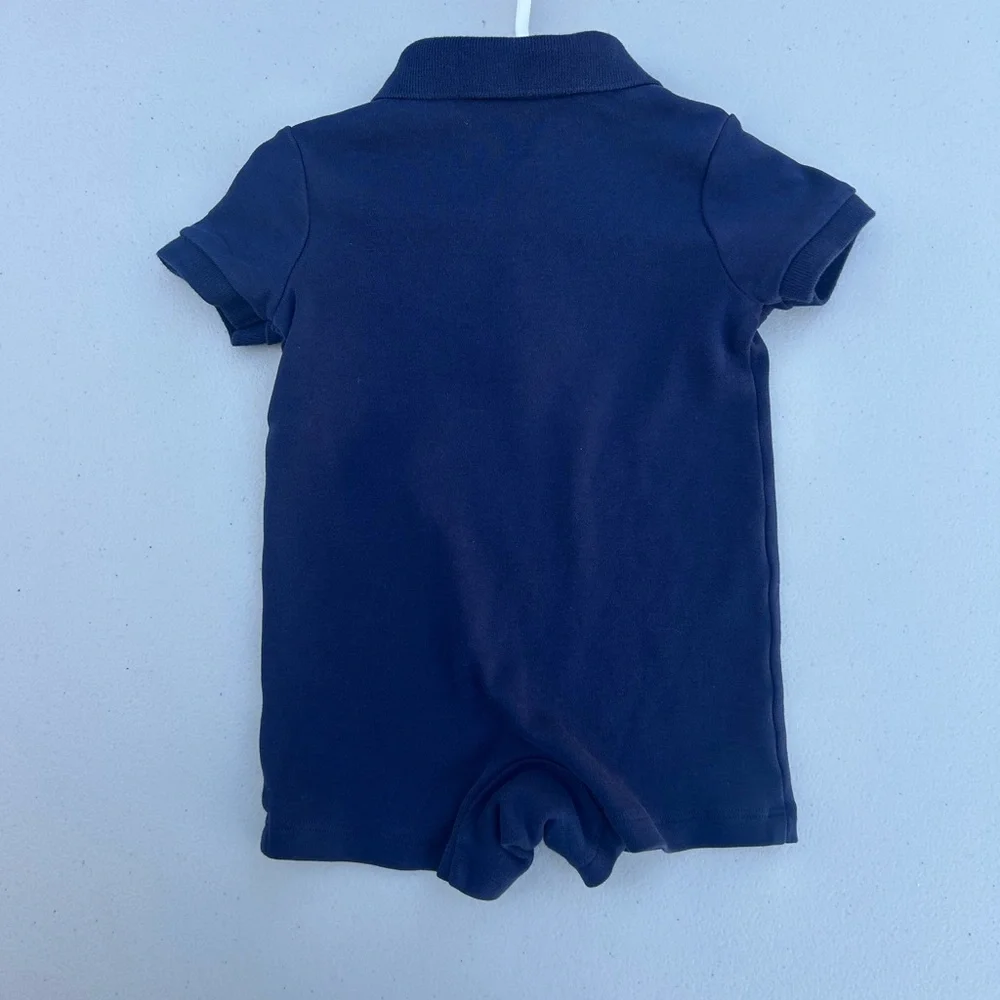 Ralph Lauren Navy Romper with Red Emblem